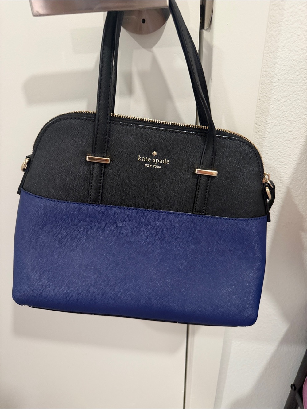 kate spade cedar street maise Two-Tone Black and Blue Dome Satchel
